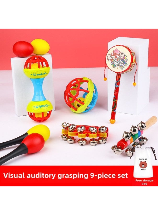 Rattle Baby Can Bite Toys Send Black And White Ball Newborn Baby Old-fashioned Chinese Style 0 To 3-6 Months Rattle-Color:Upgrade 9-piece Set] 0-12 Months) --- Free Storage Bag - Image 1