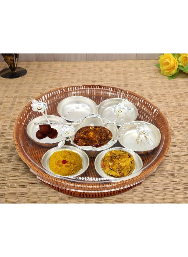 Cady One 9 Pieces Serving Trays Set With Lid Silver Round 40
Cm  - Image 1