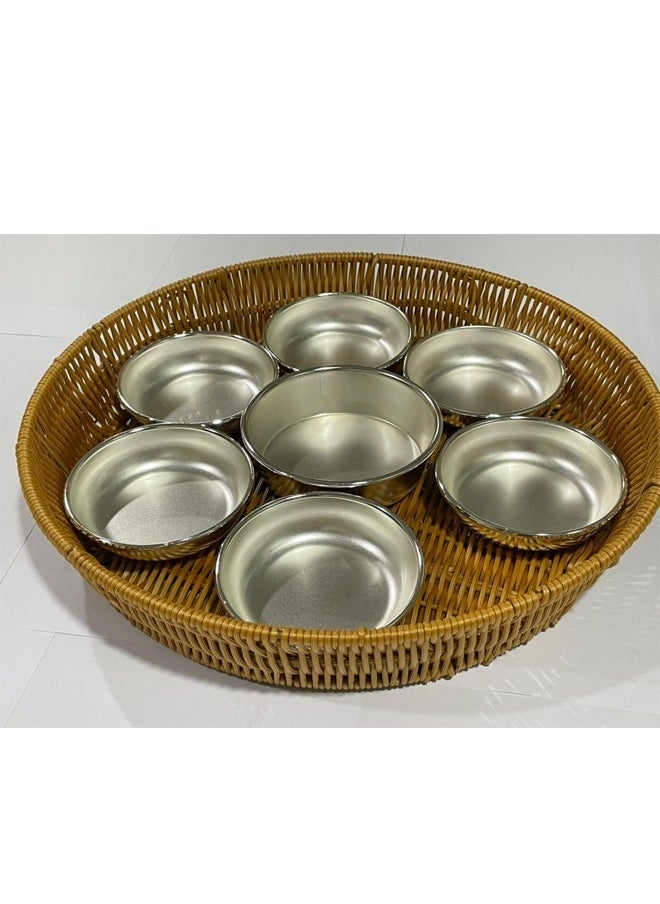 Cady One 9 Pieces Serving Trays Set With Lid Silver Round 40
Cm  - Image 4