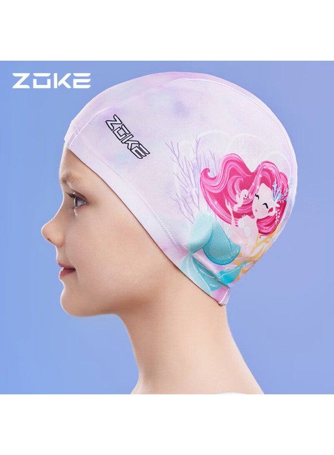 ZOKE Zhouke قلنسوة سباحة للأطفال، مريحة، غير مقيدة، حماية الشعر والأذن، تصميم كرتوني، للمسابقات، قلنسوة سباحة محبوكة للفتيات، 624504302 - Image 1