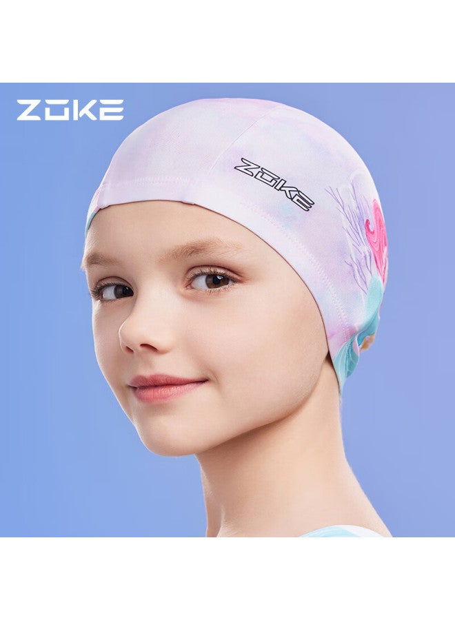 ZOKE Zhouke قلنسوة سباحة للأطفال، مريحة، غير مقيدة، حماية الشعر والأذن، تصميم كرتوني، للمسابقات، قلنسوة سباحة محبوكة للفتيات، 624504302 - Image 5