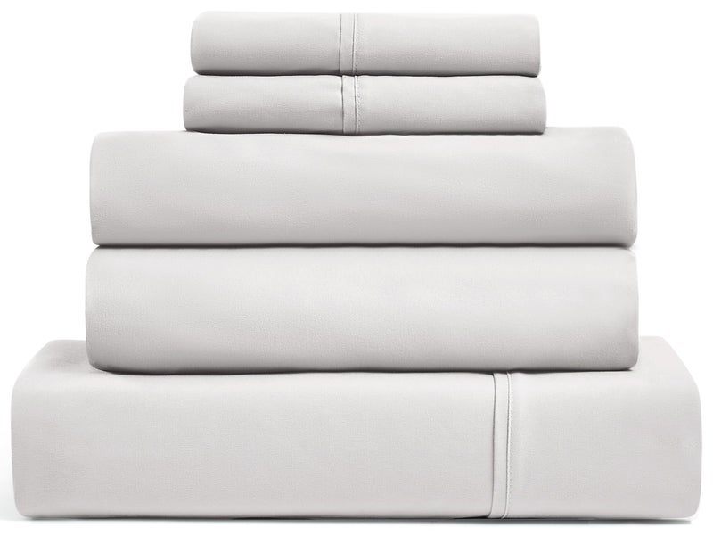 UGG Hedi Split King Sheet Set 5-Piece Luxury Cooling Sheets Deep Pockets Premium Bedding with 2 Shams Hypoallergenic Machine Washable Soft Lightweight Set for Adjustable Bed, Split King, Stone Grey - Image 1