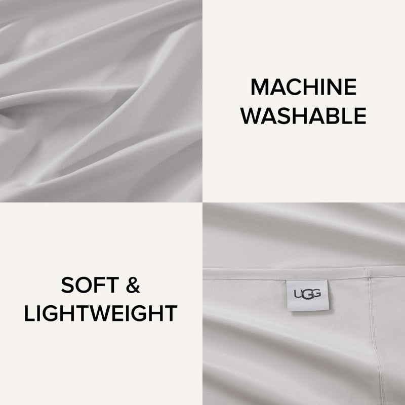 UGG Hedi Split King Sheet Set 5-Piece Luxury Cooling Sheets Deep Pockets Premium Bedding with 2 Shams Hypoallergenic Machine Washable Soft Lightweight Set for Adjustable Bed, Split King, Stone Grey - Image 4