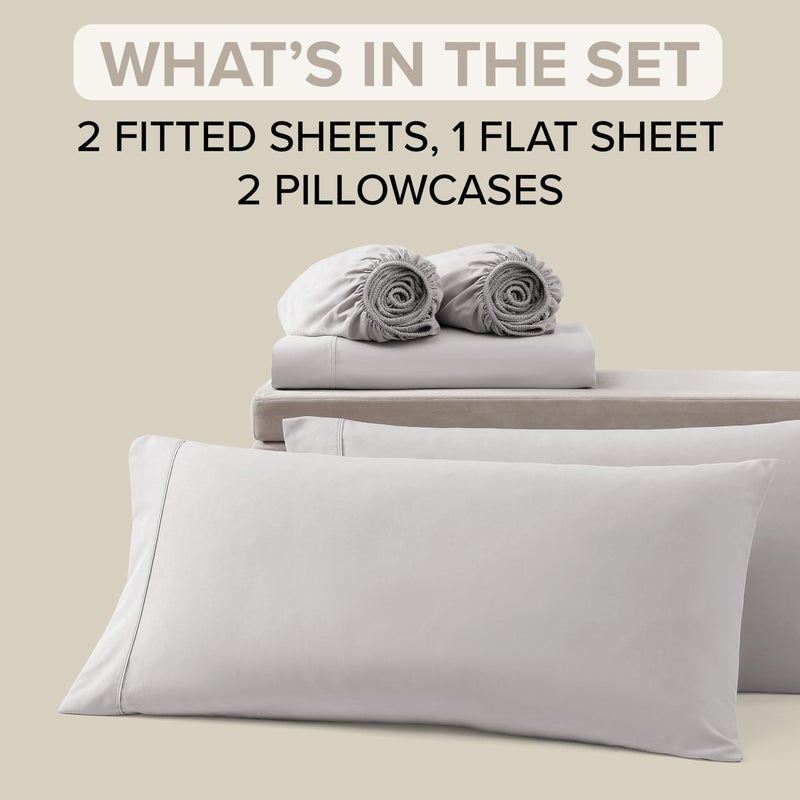 UGG Hedi Split King Sheet Set 5-Piece Luxury Cooling Sheets Deep Pockets Premium Bedding with 2 Shams Hypoallergenic Machine Washable Soft Lightweight Set for Adjustable Bed, Split King, Stone Grey - Image 3