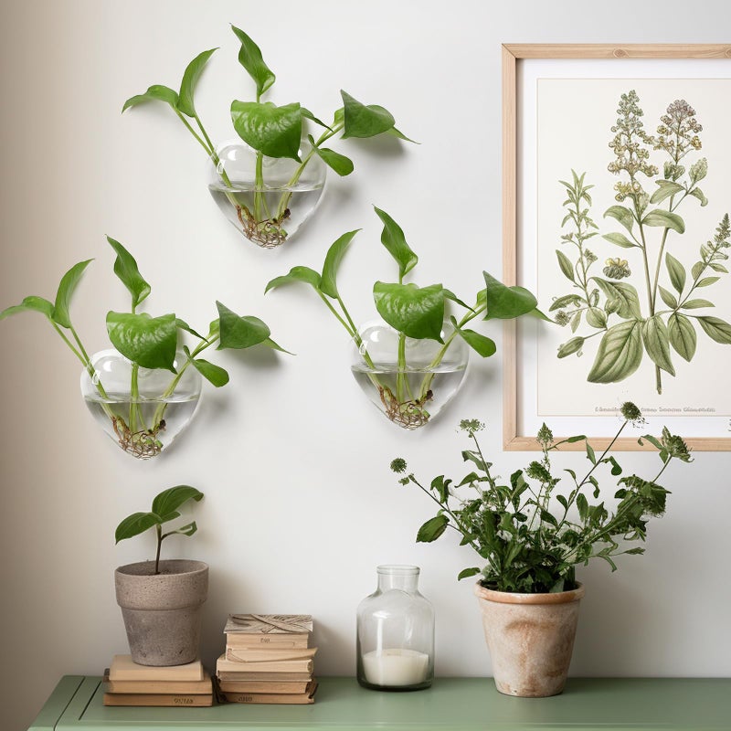 CYZglass Wall Hanging Planter Propagation Station for Indoor Plants Glass Vase Air Plant Holder Gift for Women Girlfriend Plant Lover - Image 3