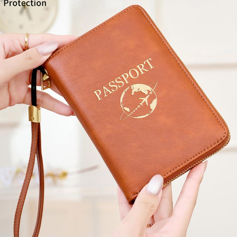 New RFID Multi-Function Travel Passport Holder with Zipper, Ticket Organizer, Document Case, Fashionable Portable Long Wallet - Image 1