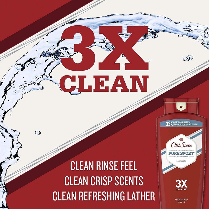 Old Spice High Endurance Body Wash for Men, Pure Sport Scent, 18 FL OZ (532 mL) - Image 3