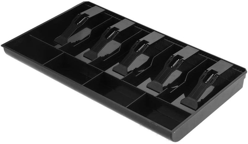 Cash Drawer Tray, Cash Register Drawer Insert Tray, Cash Tray Drawer Register Plastic Money Box 5 Bills & 4Coins Tray Compartments Money Storage Box (Black) - Image 1