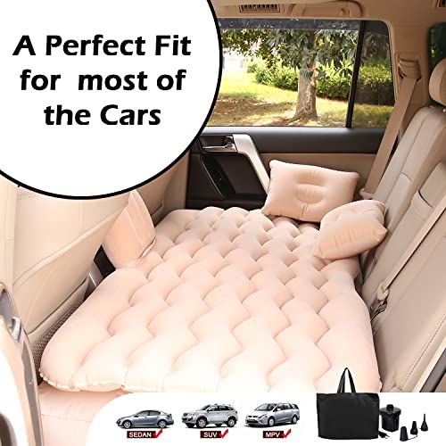 Casago A2 Multifunctional Inflatable Car Bed Mattress Universal Car Back Seat for Baby Travel Air Inflation with Two Air Pillows, Car Air Pump and Repair Kit (Beige) - Image 3