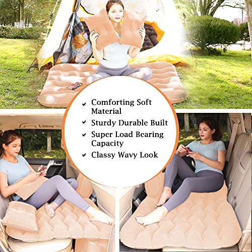 Casago A2 Multifunctional Inflatable Car Bed Mattress Universal Car Back Seat for Baby Travel Air Inflation with Two Air Pillows, Car Air Pump and Repair Kit (Beige) - Image 4