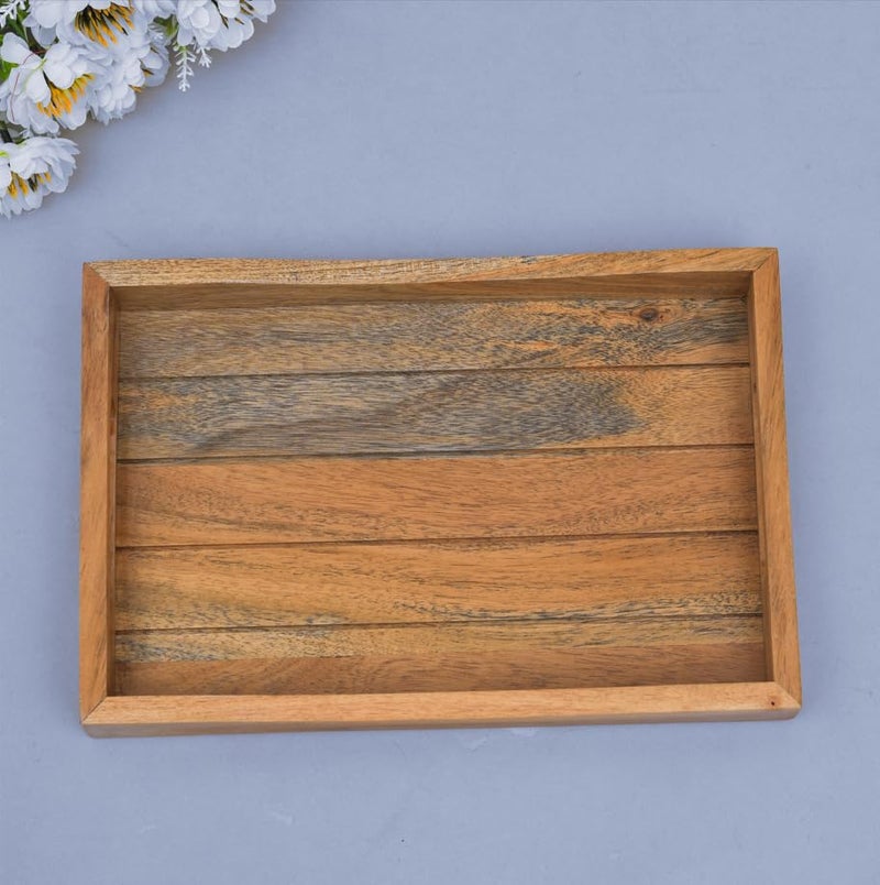 OGGN Natural Acacia Wood Livedge Serving Tray, Handmade Wooden Serving Platters, Solid Tea Tea Breakfast Wood Plate, Trays for Kitchen, Dining Table - (30.48 X 20.32 Cm) - Image 5