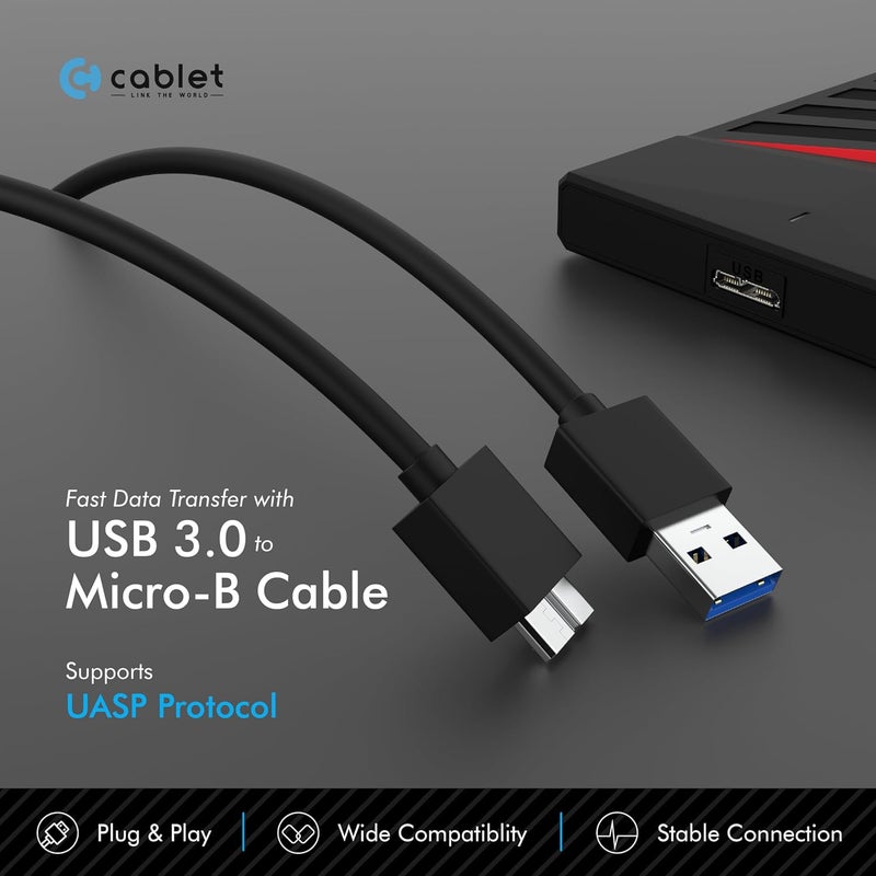Cablet 2.5 Inch SATA USB 3.0 HDD/SSD Portable External Enclosure for 7mm and 9.5mm, Tool-Free Design, Supports UASP Max 6TB (HD2533-U3-BK-BP) - Image 5
