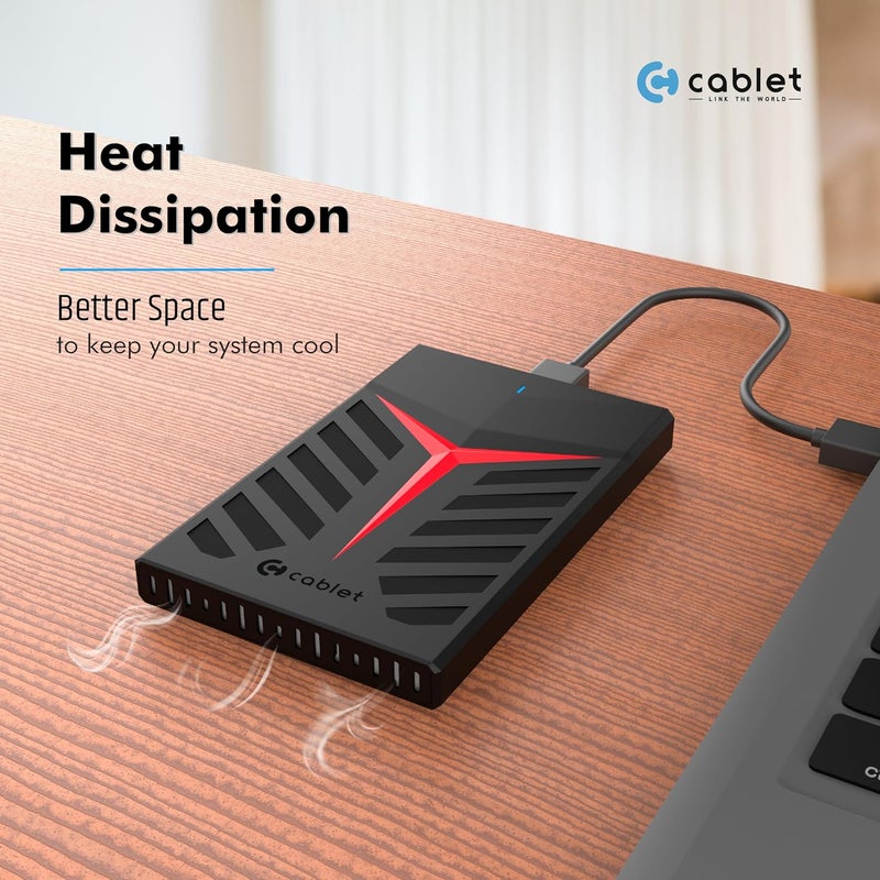 Cablet 2.5 Inch SATA USB 3.0 HDD/SSD Portable External Enclosure for 7mm and 9.5mm, Tool-Free Design, Supports UASP Max 6TB (HD2533-U3-BK-BP) - Image 4