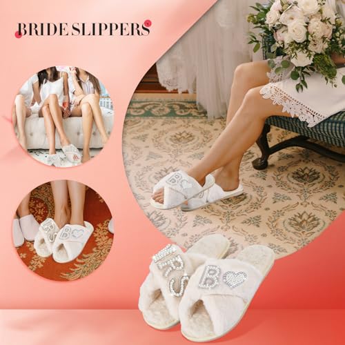 Tarpop Bride Slippers Mrs Slipper for Wedding with Personalized Initial Pearl Design Bridal Gifts(7-8,B) - Image 3