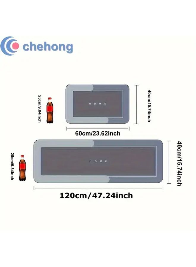 2Pcs Ultra Absorbent Diatomite Bath Mat Set Blue Gray Quick Dry Anti Slip Kitchen Living Room - Image 3