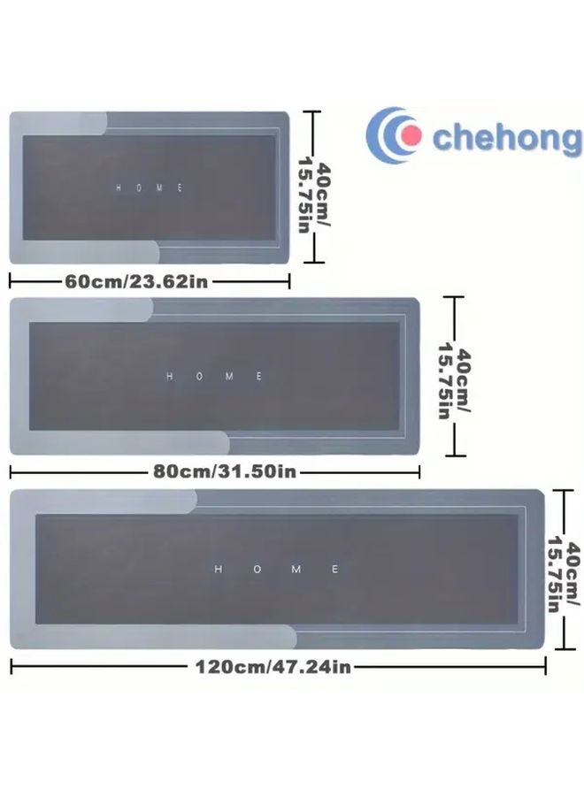 2Pcs Ultra Absorbent Diatomite Bath Mat Set Blue Gray Quick Dry Anti Slip Kitchen Living Room - Image 2