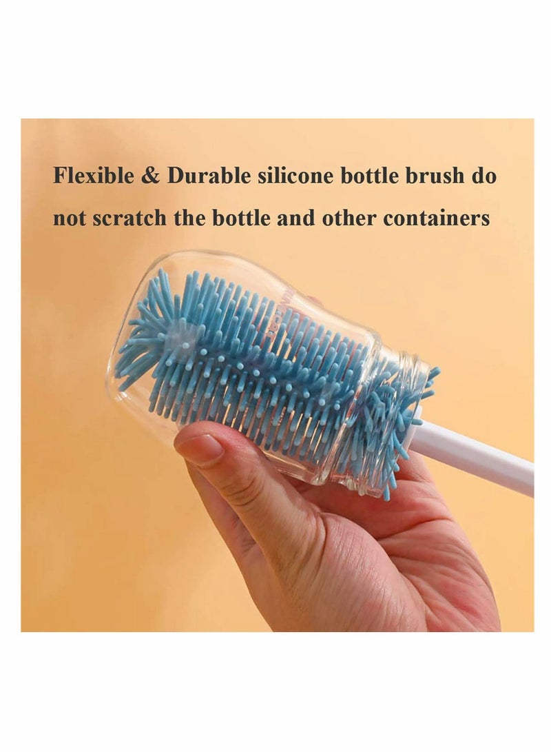 KASTWAVE Silicone Soft Touch Bottle Brush, Baby Bottle Cleaning Brush, Long Handle Kitchen Cleaner Silicone Brush for Washing Glass, Baby Bottles, Mugs, Narrow Neck Water Sport Bottles, Set of 3 - Image 5