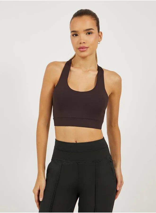 Styli Dual Tear Drop Back Detail Sports Bra