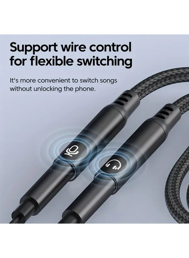 محول USB C أسود إلى 3.5 مم مزدوج مع DAC للسماعات والمكالمات الصوتية - Image 3