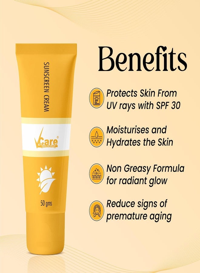 VCare Sunscreen SPF 30 Matte Cream 50g for Women & Men For All Skin Types (Pack of 1) - Image 3