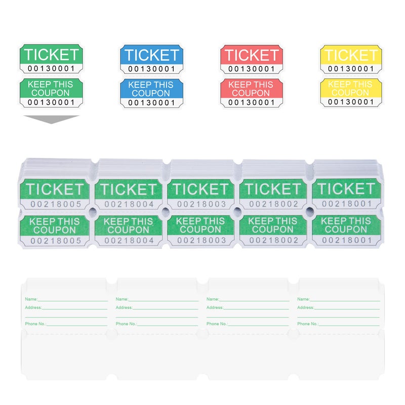 DGBDPACK 250 Green Double Raffle Tickets 5050 Raffle Tickets Suitable for Raffles Lottery and Door Prizes Green - Image 2