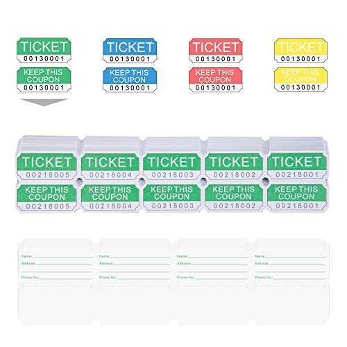 DGBDPACK 250 Green Double Raffle Tickets 5050 Raffle Tickets Suitable for Raffles Lottery and Door Prizes Green - Image 1