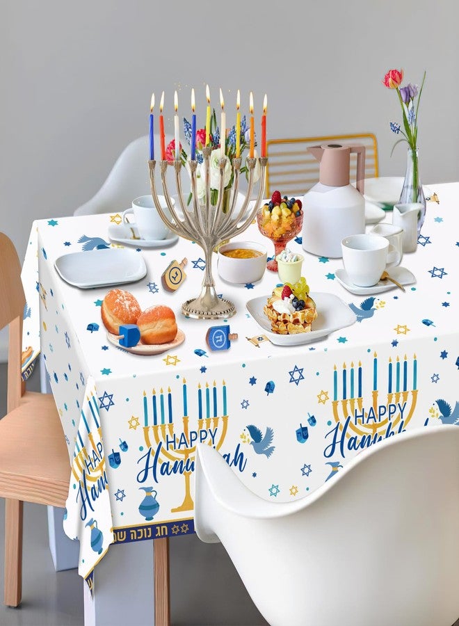 Oigco 3Pcs Hanukkah Tablecloth Hanukkah Theme Table Cloth, Hanukkah Decorations for Happy Hannukah Decorations Table Cover for Plastic Chanukah Jewish Chanukah Party Supplies, 108 x 54 inch - Image 5