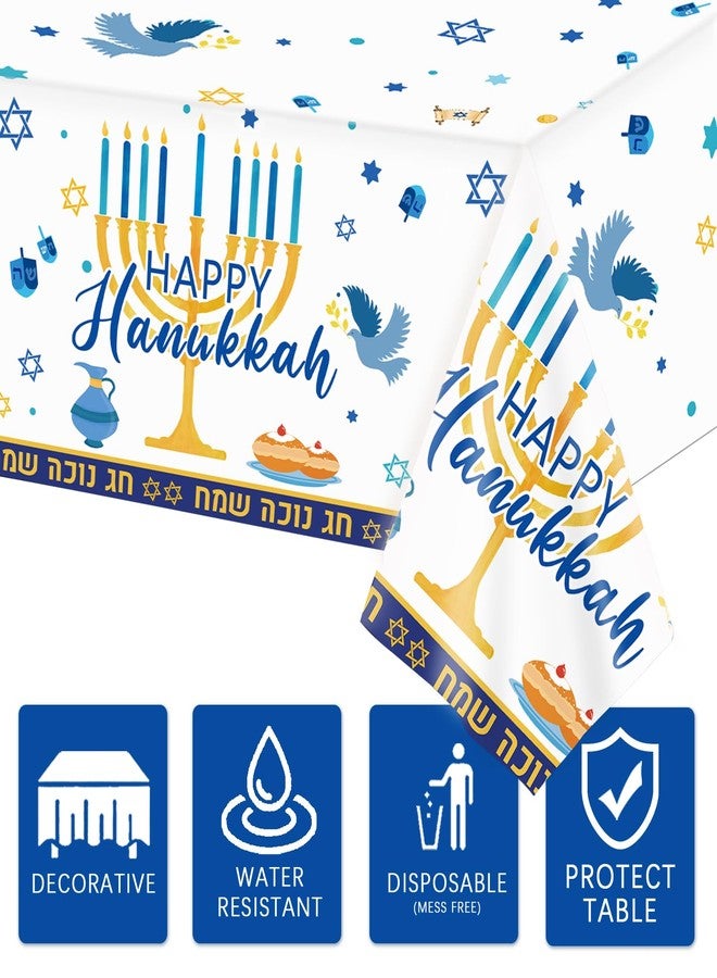 Oigco 3Pcs Hanukkah Tablecloth Hanukkah Theme Table Cloth, Hanukkah Decorations for Happy Hannukah Decorations Table Cover for Plastic Chanukah Jewish Chanukah Party Supplies, 108 x 54 inch - Image 4