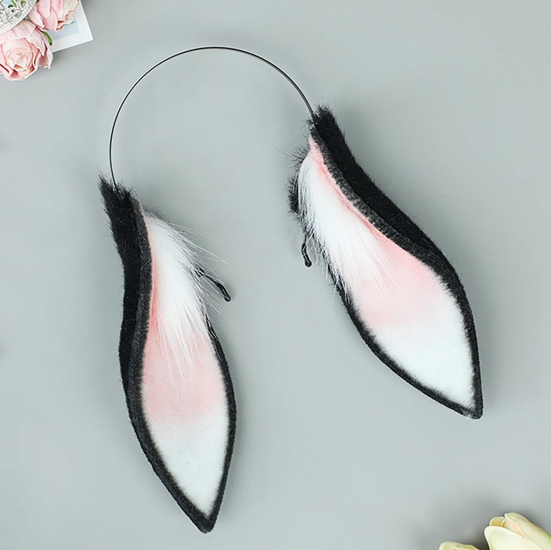 Faylay Women Cosplay Bunny Ears Rabbit Headband Animal Ears Furry Bunny Ears Party Accessories (MHTCET-2Black) - Image 1