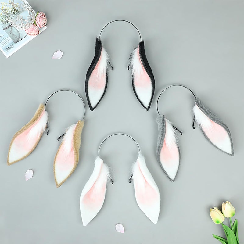 Faylay Women Cosplay Bunny Ears Rabbit Headband Animal Ears Furry Bunny Ears Party Accessories (MHTCET-2Black) - Image 3