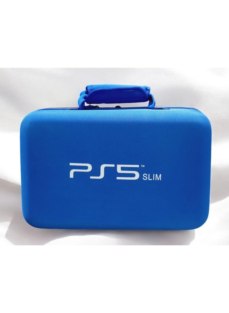 Ecosystem Carrying Case for PS5 Slim Travel Case for PS5 Slim Protective Bag Suitable for PS5 Disc/Digital Edition Console, Controllers, Game Cards, Gaming Headset & Other Accessories (Blue) - Image 1