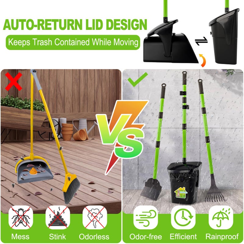 LANNEY Pooper Scooper - 38" Long Adjustable Metal Handle Dog Pooper Scooper Swivel Bin & Rake & Spade with 50 Bags Attachment, Portable Heavy Duty Dog Poop Scooper for Yard Dogs Large Medium Small - Image 2