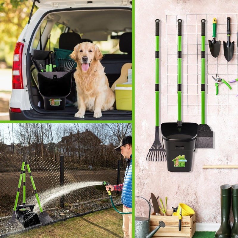 LANNEY Pooper Scooper - 38" Long Adjustable Metal Handle Dog Pooper Scooper Swivel Bin & Rake & Spade with 50 Bags Attachment, Portable Heavy Duty Dog Poop Scooper for Yard Dogs Large Medium Small - Image 5