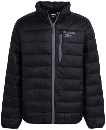 Reebok Boys Puffer Jacket - Midweight Quilted Insulated Winter Coat - Water and Wind Resistant Winter Jacket for Boys, Size 10-12, Black - Image 3