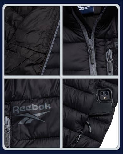 Reebok Boys Puffer Jacket - Midweight Quilted Insulated Winter Coat - Water and Wind Resistant Winter Jacket for Boys, Size 10-12, Black - Image 5
