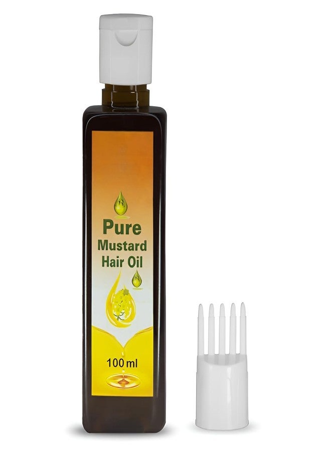 MeeTo Mustard Hair Oil, Organic Hair Growth Oil, Cold Pressed Kacchi Ghani-Kolhu Herbes 100% Pure Mineral Oil Reduces Hair Fall & Dandruff, Damage Repair for Men, Women, 100ml - Image 1