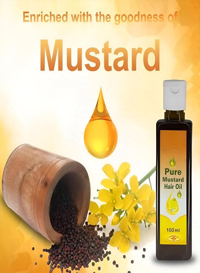 MeeTo Mustard Hair Oil, Organic Hair Growth Oil, Cold Pressed Kacchi Ghani-Kolhu Herbes 100% Pure Mineral Oil Reduces Hair Fall & Dandruff, Damage Repair for Men, Women, 100ml - Image 2