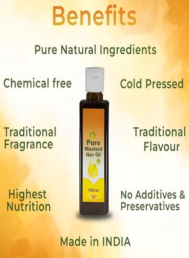 MeeTo Mustard Hair Oil, Organic Hair Growth Oil, Cold Pressed Kacchi Ghani-Kolhu Herbes 100% Pure Mineral Oil Reduces Hair Fall & Dandruff, Damage Repair for Men, Women, 100ml - Image 5