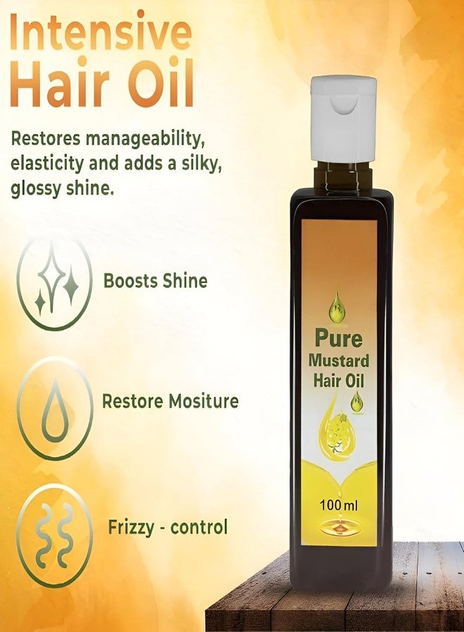 MeeTo Mustard Hair Oil, Organic Hair Growth Oil, Cold Pressed Kacchi Ghani-Kolhu Herbes 100% Pure Mineral Oil Reduces Hair Fall & Dandruff, Damage Repair for Men, Women, 100ml - Image 3