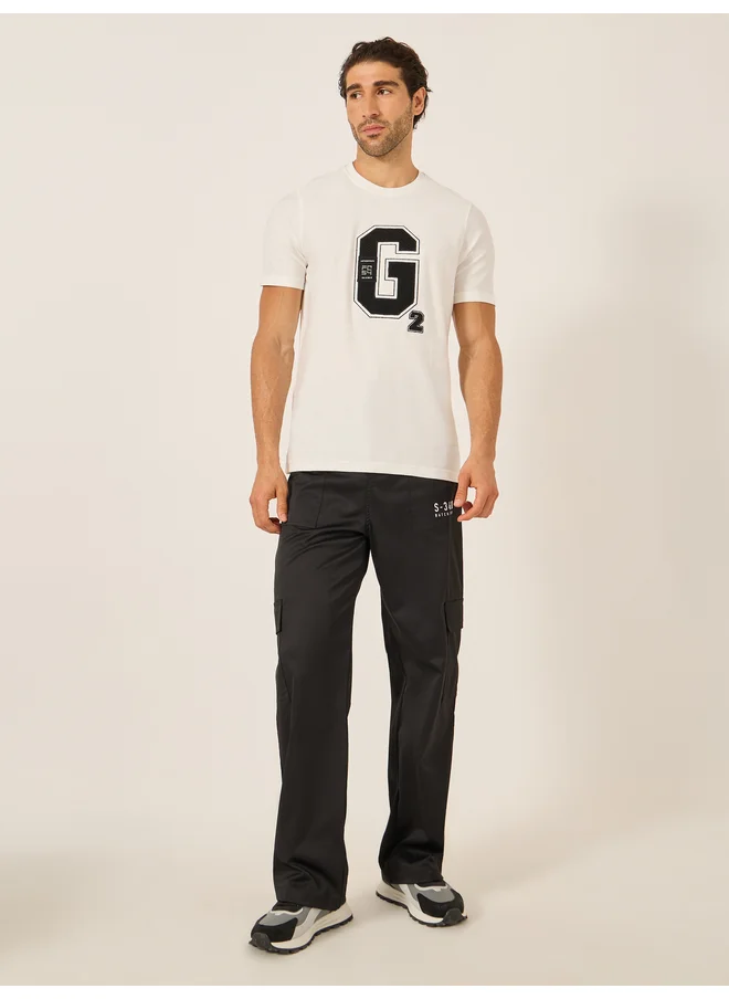 فورت كولينز Fort Collins Men White Applique Detail Short Sleeves T-Shirt