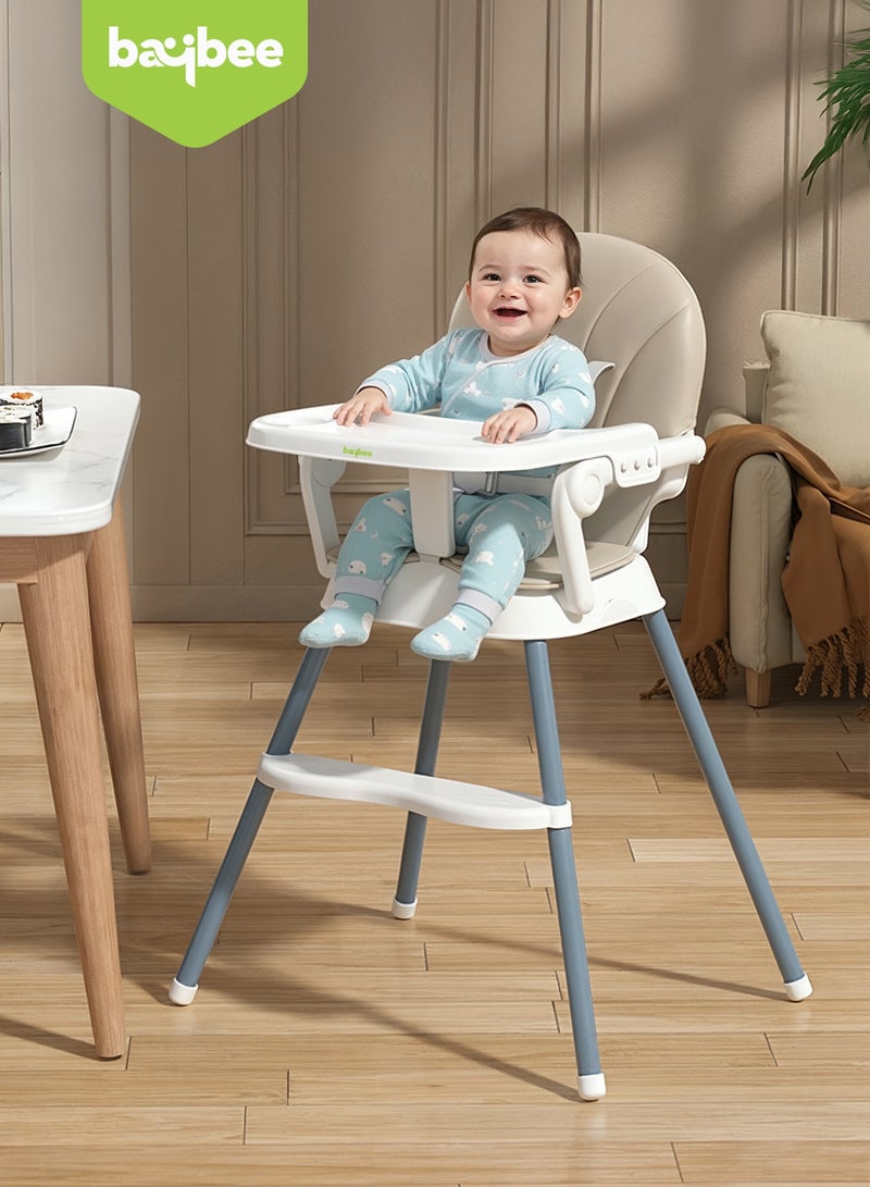 BAYBEE 3 in 1 Convertible Baby High Chair for Kids, Baby Feeding Chair With 2 Height Adjustable, Footrest, Food Tray, 3 Point Safety Belt, Kids High Chair For Baby 6 Months To 3 Years Beige - Image 2