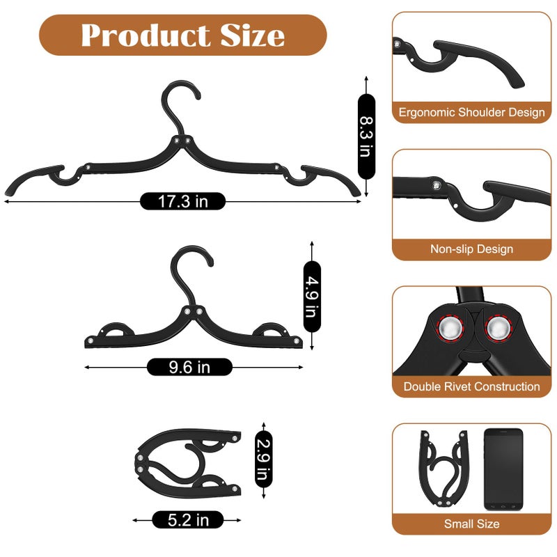 Eunhdet 12 Pcs Portable Travel Hangers for Cruise Ship Essentials 2026, Plastic Folding Foldable Hangers Clothes Drying Rack Travel Accessories for Suitcase, RV, Camping, Flying, Hotel, Road Trip (Black) - Image 2