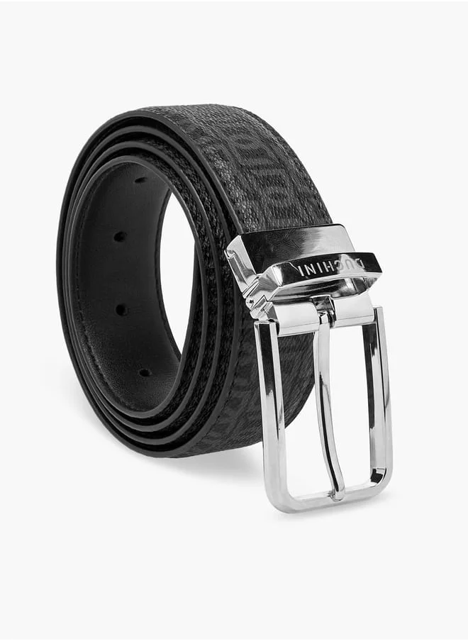 دوتشيني Men's Monogram Print Belt with Pin Buckle Closure