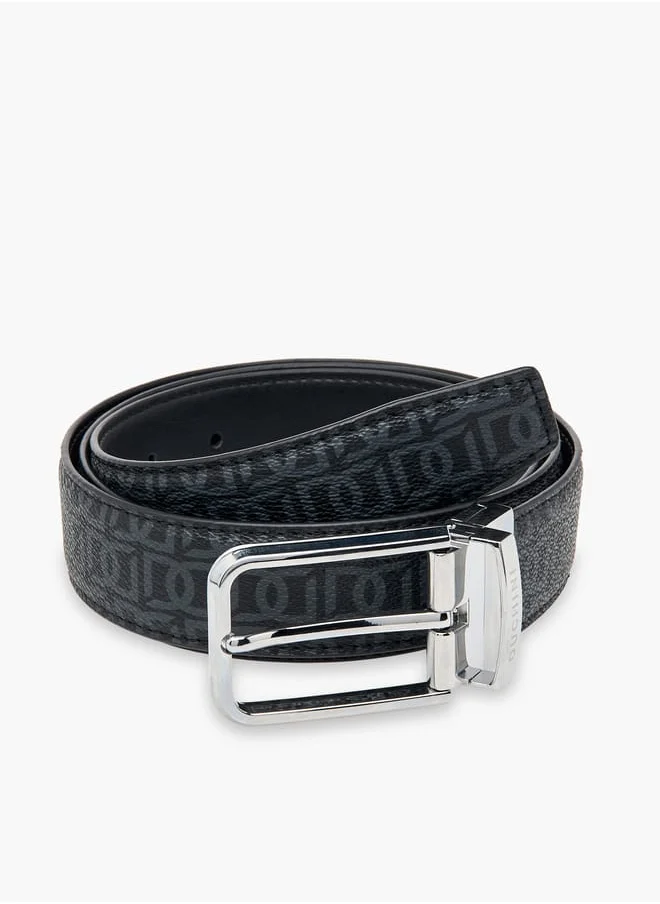 دوتشيني Men's Monogram Print Belt with Pin Buckle Closure