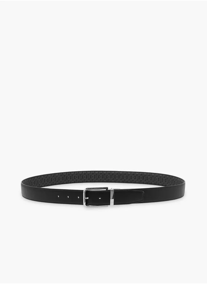 DUCHINI Men's Monogram Print Belt with Pin Buckle Closure