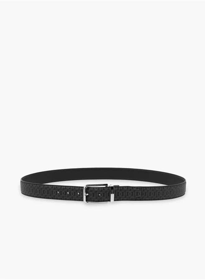 DUCHINI Men's Monogram Print Belt with Pin Buckle Closure