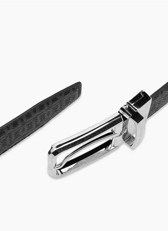DUCHINI Men's Monogram Print Belt with Pin Buckle Closure