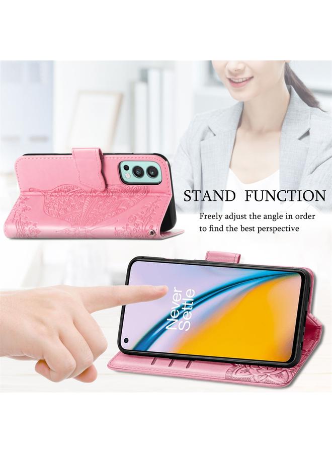 S-TOP Butterfly Love Flowers Embossed Horizontal Flip Leather Case with Holder & Card Slots & Wallet & Lanyard For OnePlus Nord 2 5G - Image 5