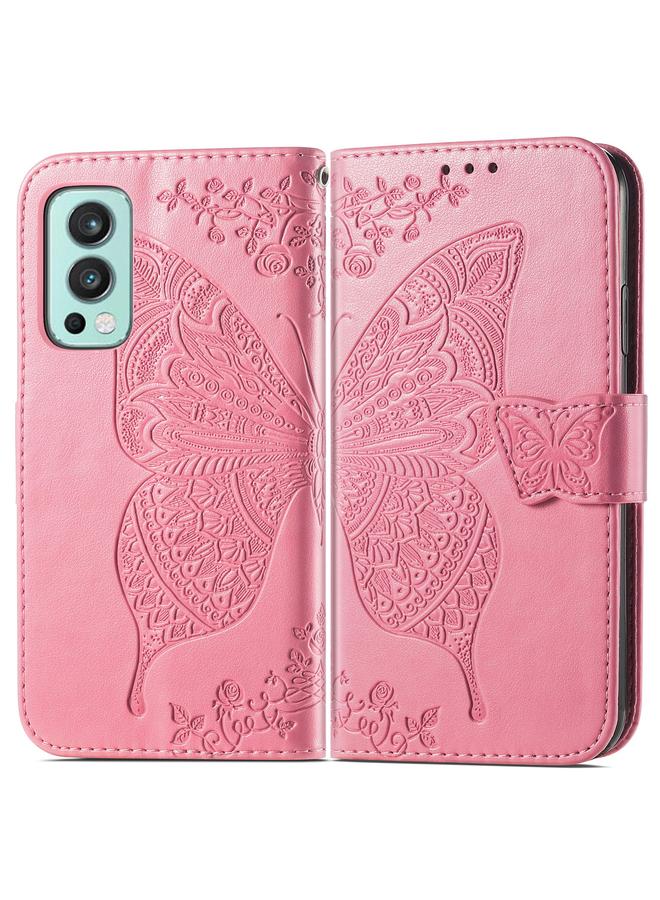 S-TOP Butterfly Love Flowers Embossed Horizontal Flip Leather Case with Holder & Card Slots & Wallet & Lanyard For OnePlus Nord 2 5G - Image 2