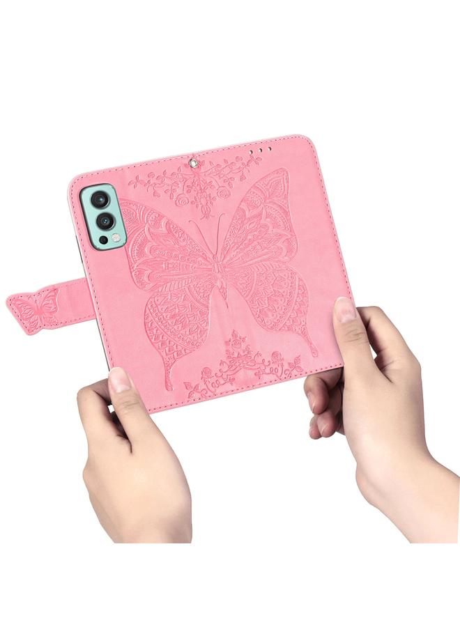 S-TOP Butterfly Love Flowers Embossed Horizontal Flip Leather Case with Holder & Card Slots & Wallet & Lanyard For OnePlus Nord 2 5G - Image 3